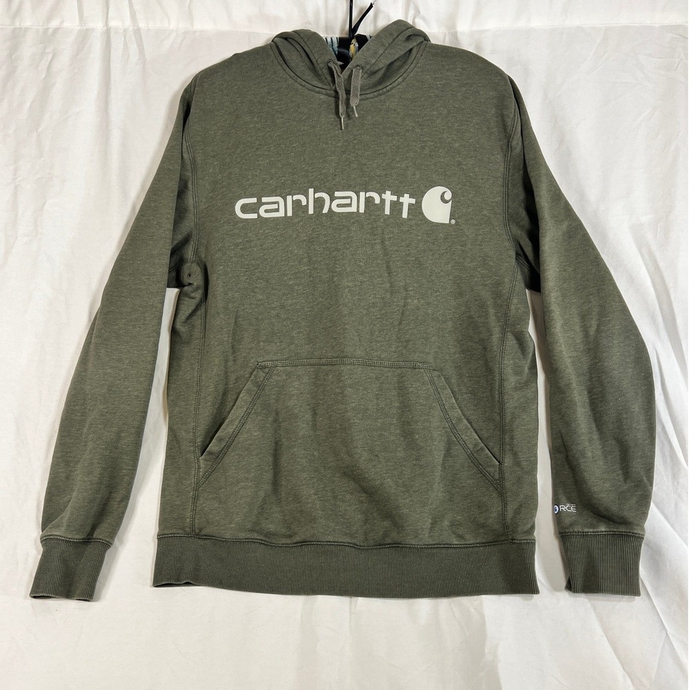 Carhartt Force Olive Green Relaxed Fit Pullover Hoodie Men's M - Picture 1 of 5